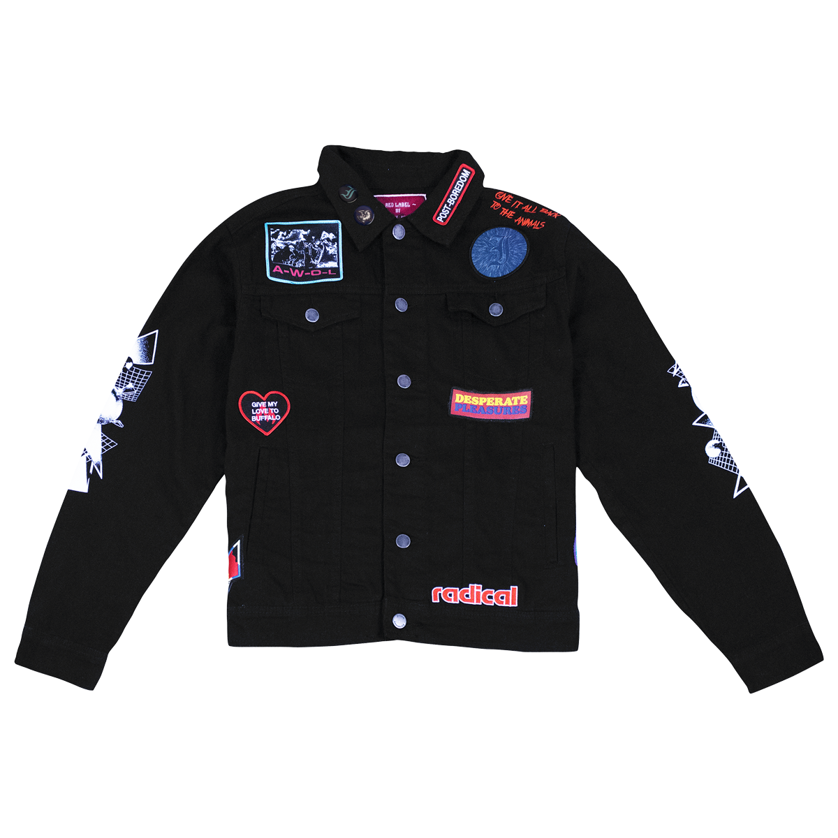 Black denim top patch jacket